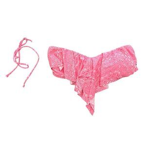 O’Neill Hot Pink and White Strapless Ruffle Bikini Top